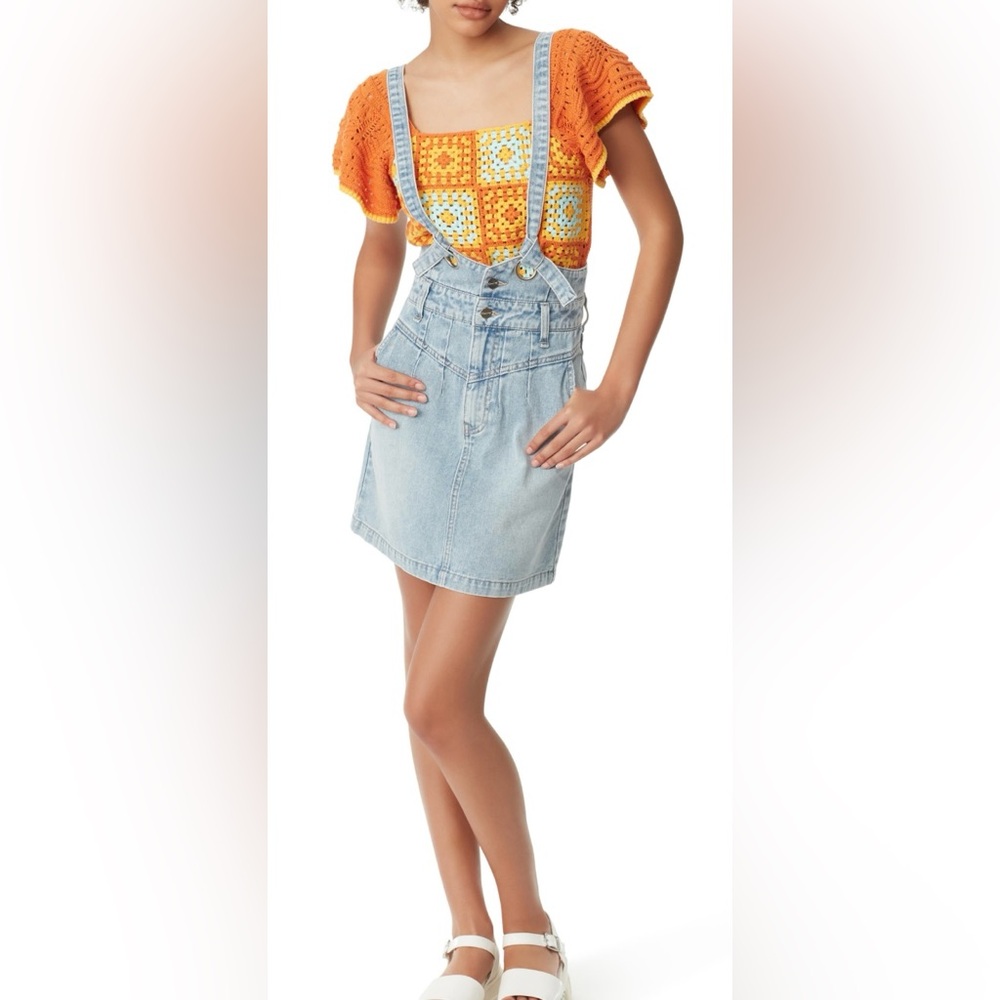 Circus NY By Sam Edelman High Waist Denim Overall Dress NWT Size 30 Light Wash